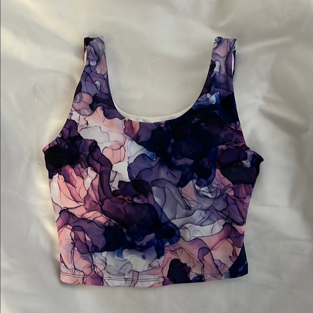 Purple Pink Floral Sleeveless Crop Top